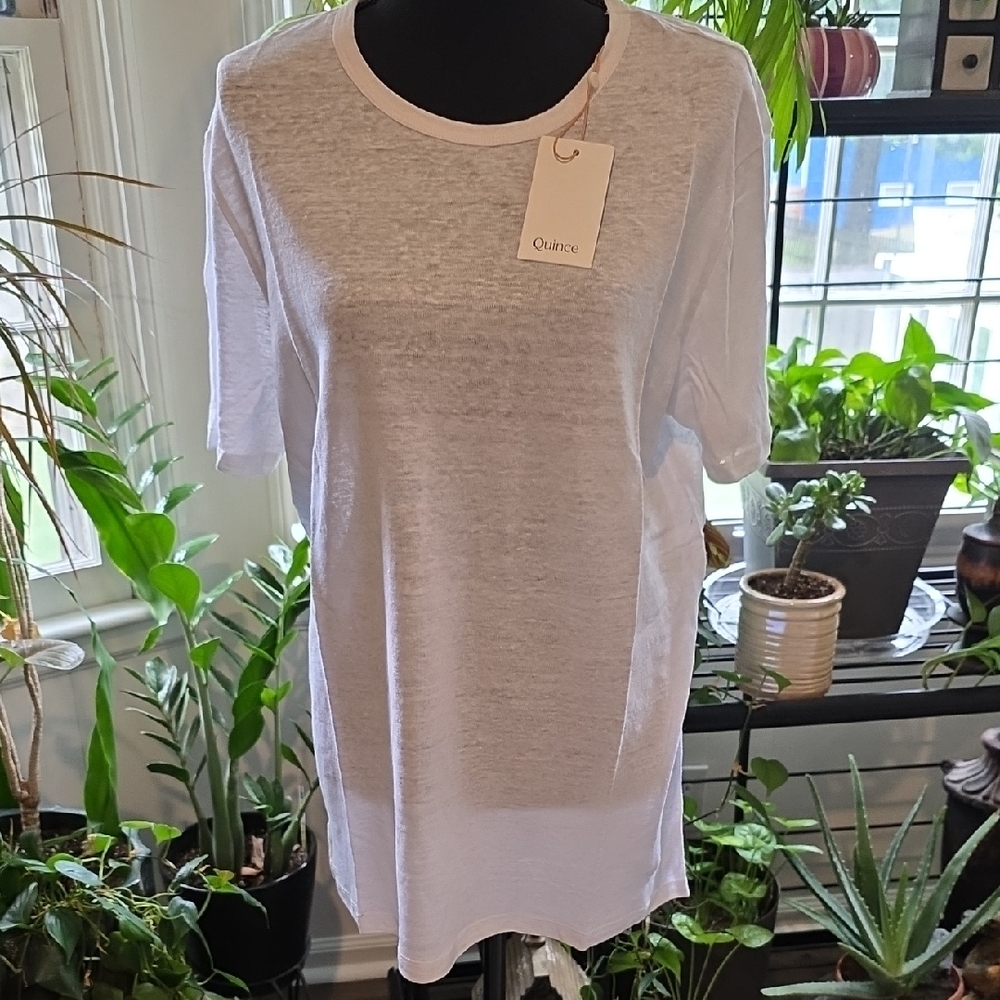Quince Soft White Short Sleeve European LinenTee